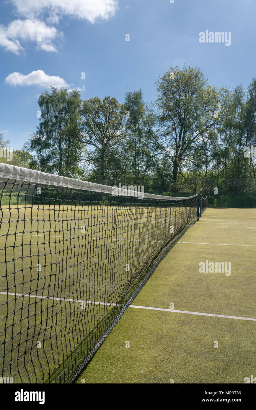 Dettaglio del tennis net su corte Foto Stock
