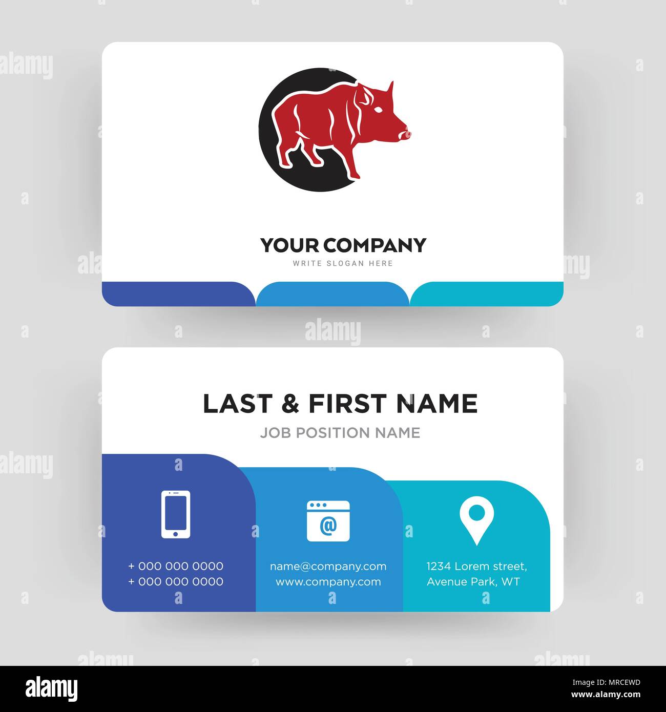 Il cinghiale, business card modello di progettazione, visita per la vostra azienda, moderno creativo e pulire la carta di identità vettore Illustrazione Vettoriale