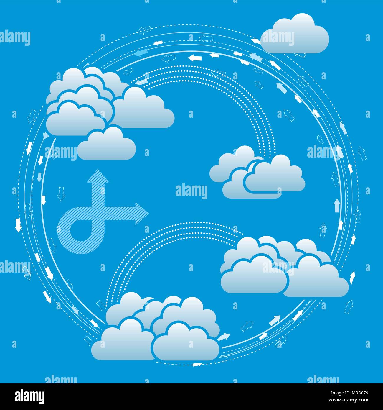 Il cloud computing concept design.lo sfondo è blu. Illustrazione Vettoriale