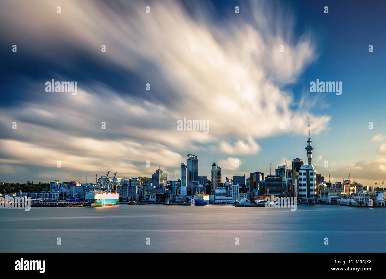 La vista della città di Auckland da Davenport, Nuova Zelanda. Foto Stock