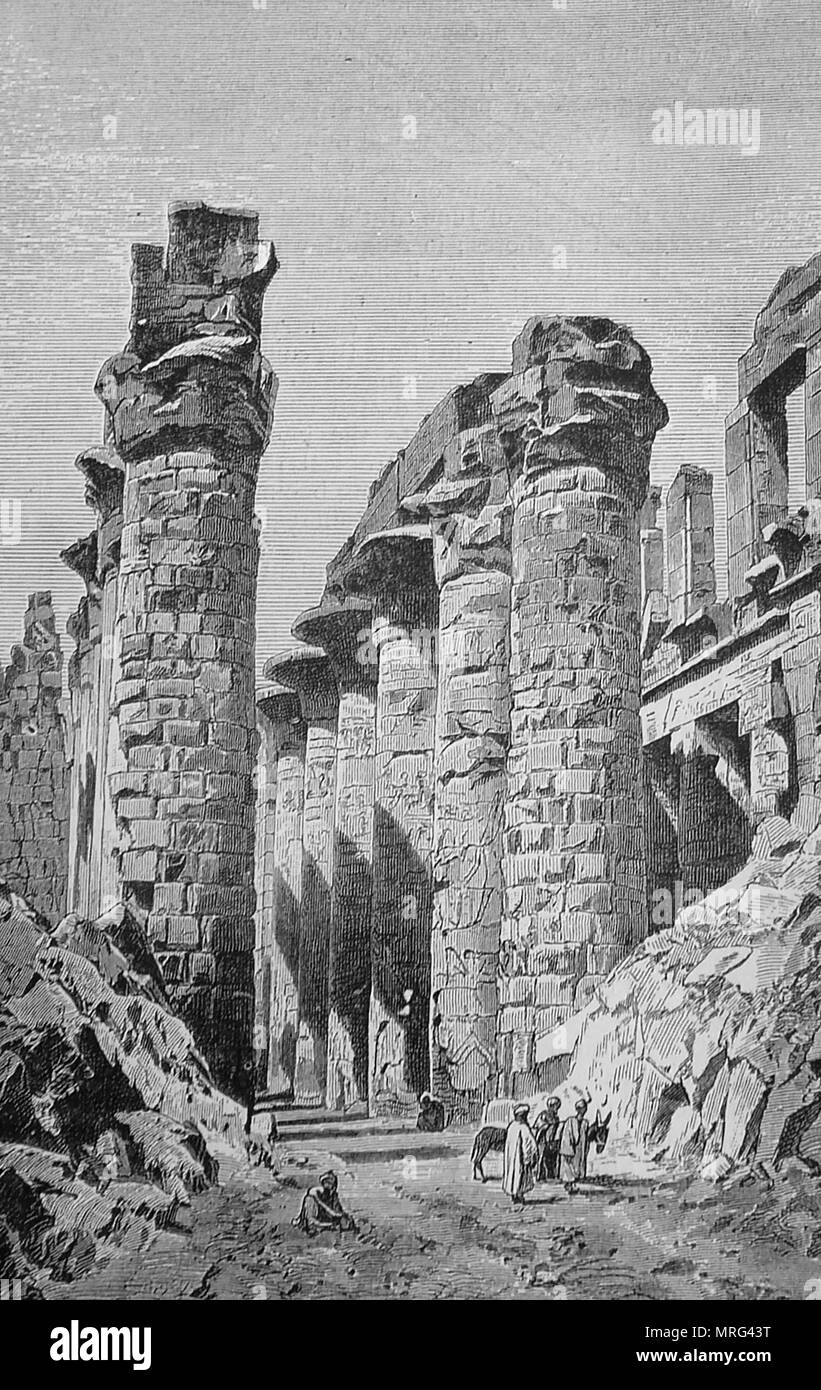 Rovine di Karnak, Egitto come apparivano nel 1900 Foto Stock