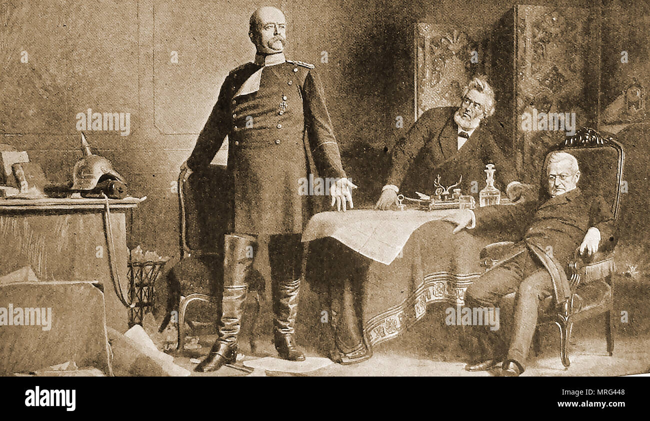Bismarck (Otto Eduard Leopold, principe di Bismarck, duca di Lauenburg) terminare la guerra franco-prussiana di concludere la pace a Versailles Foto Stock
