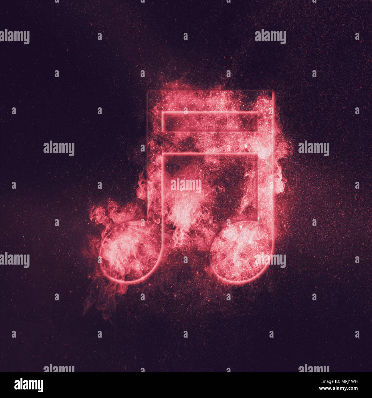 Sedicesima trasmesse simbolo di una nota musicale. Abstract di notte sullo sfondo del cielo Foto Stock