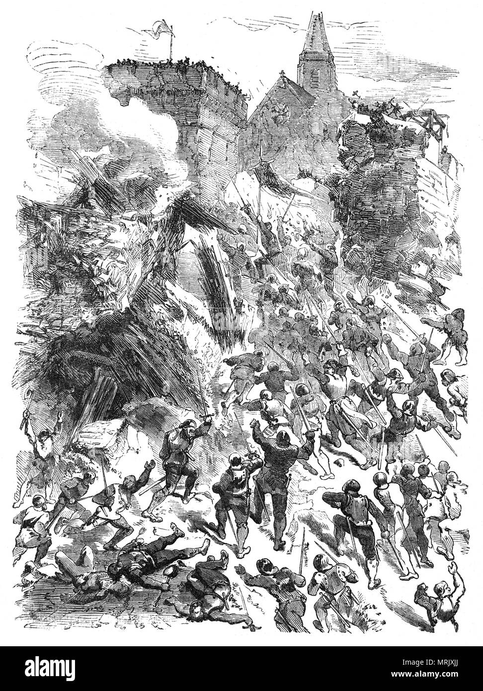 Il 25 agosto 1170, Diarmuid MacMorrough, re di Leinster, si alleò con Richard de Clare, 2° Conte di Pembroke (Strongbow); insieme hanno assediato e preso Waterford dopo una disperata difesa. Questa è stata l'introduzione del Anglo-Normans in Irlanda. Nel 1171, Enrico II d'Inghilterra divenne il primo re inglese a mettere piede in una città irlandese, da sbarco con una grande flotta a Waterford; ha fatto in modo di garantire che l'Irlanda divenne una colonia Inglese e non un rivale Norman paese. Foto Stock