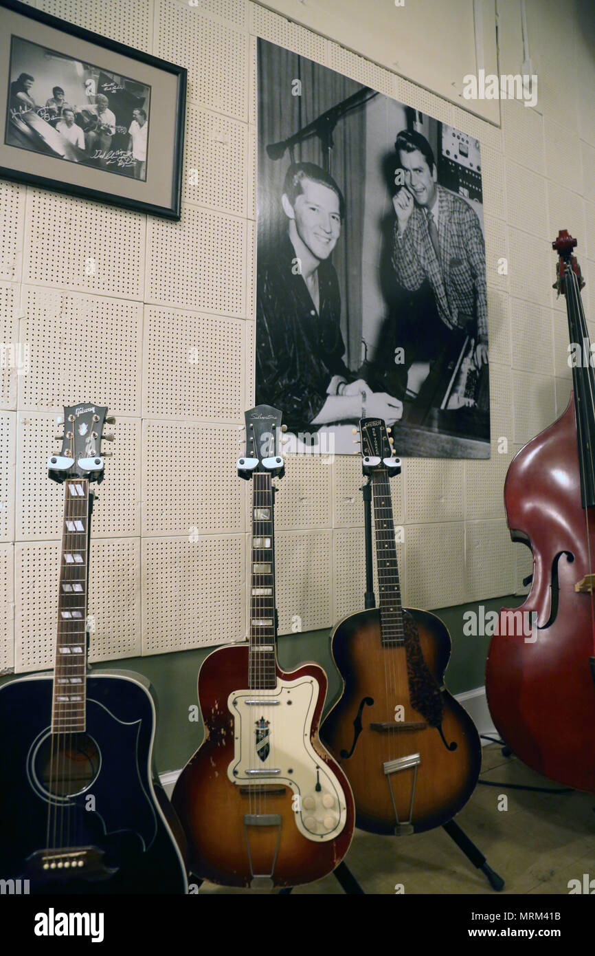 Chitarre e foto in bianco e nero in Sun Studio.Memphis.Tennessee.USA Foto Stock