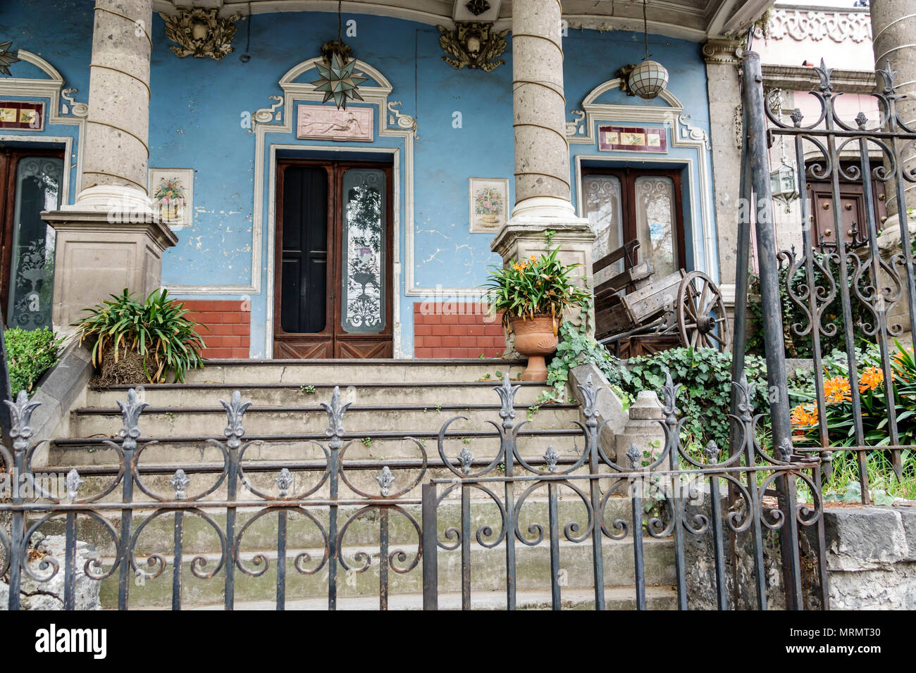 Città del Messico,Ispanico,Messicano,Alvaro Obregon San Angel,Plaza del Carmen,casa casa case residenza,residenza,esterno Foto Stock