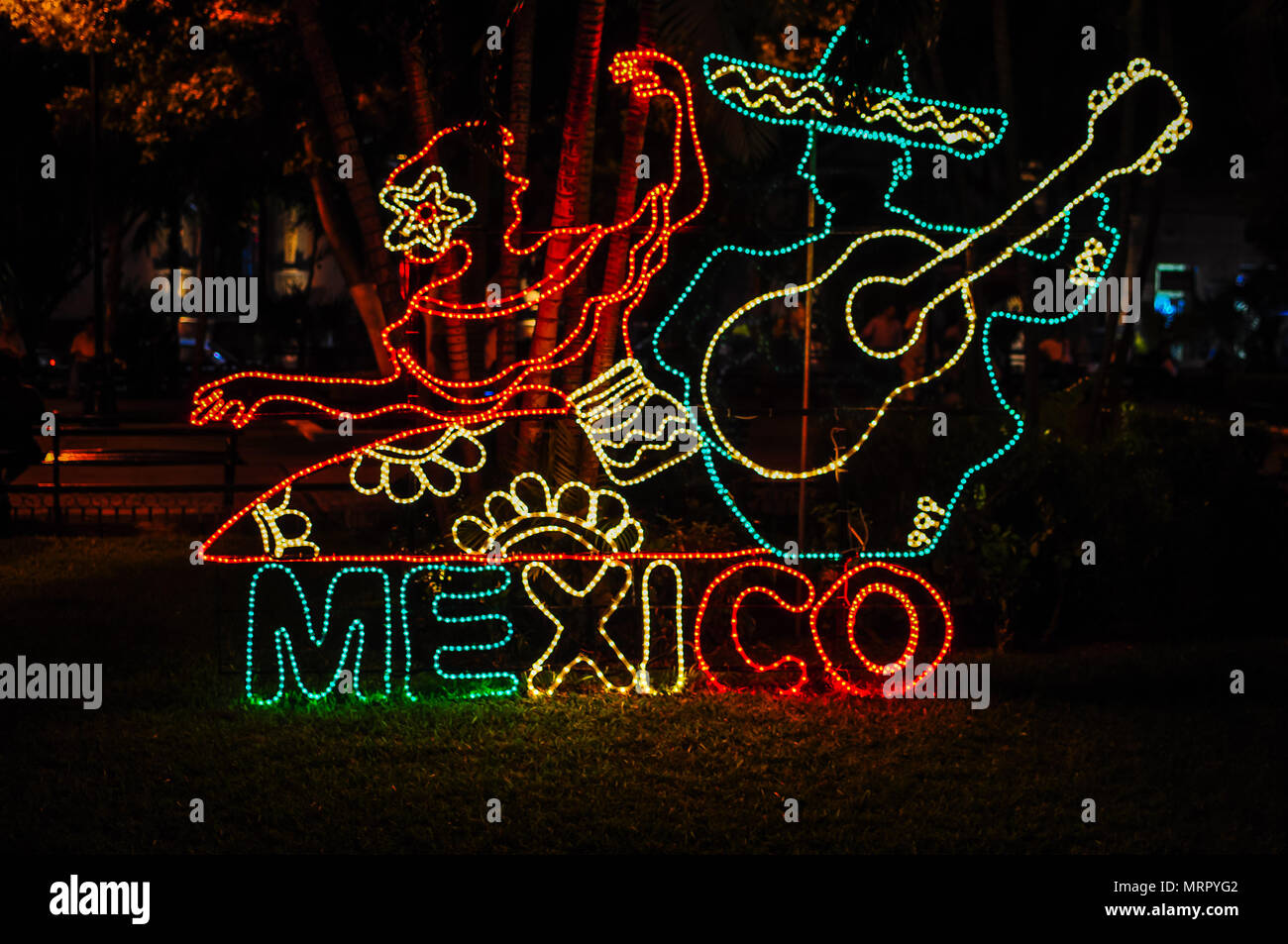 Una notte di festa in Merida, Messico Foto Stock