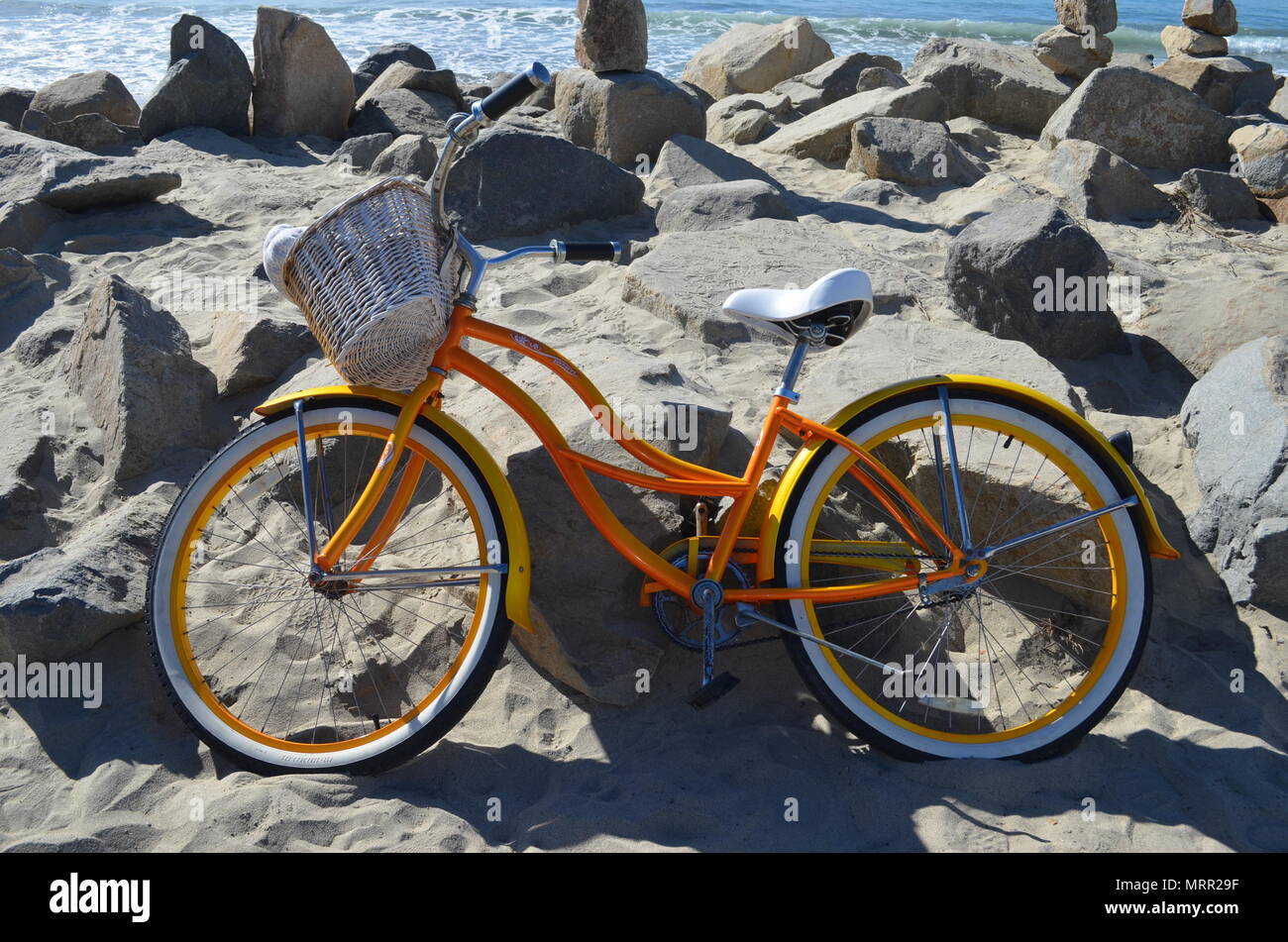 Beach Cruiser bike. Carlsbad State Beach. Foto Stock