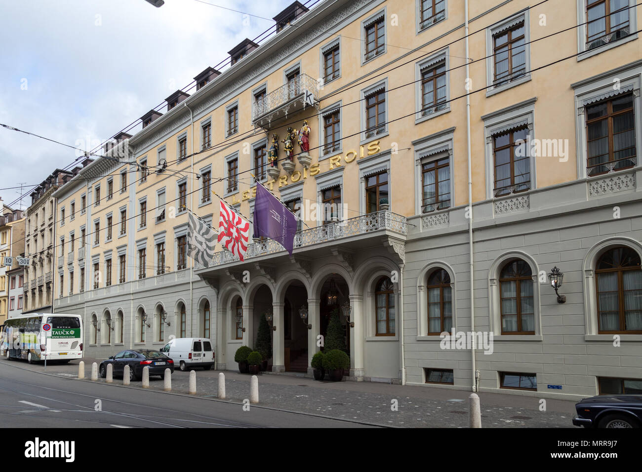 Les Trois Rois Hotel a Basilea Foto Stock