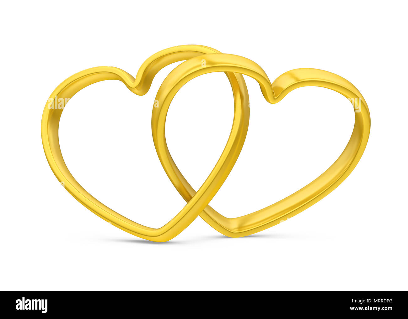 A forma di cuore gli anelli di nozze isolato Foto Stock