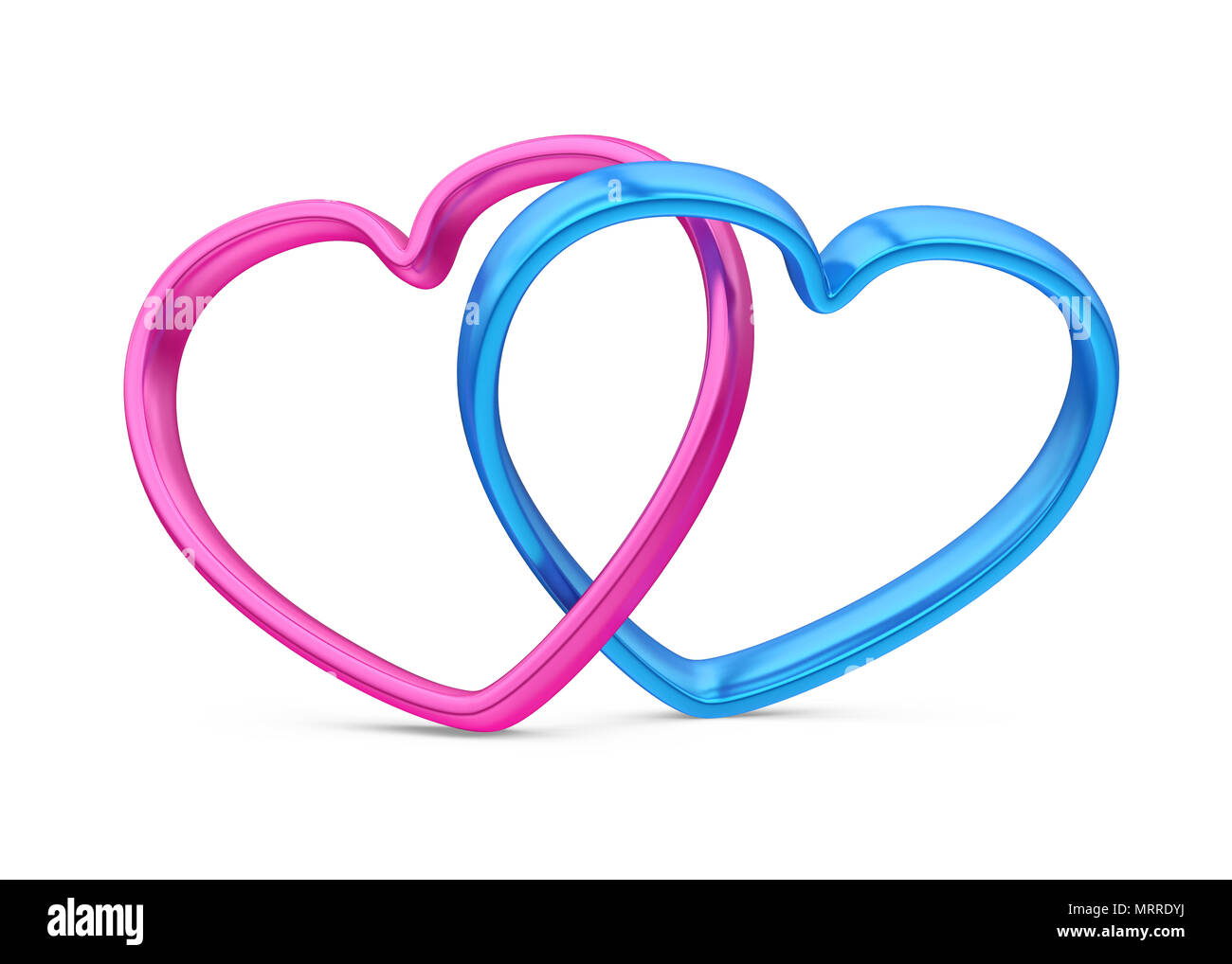 A forma di cuore gli anelli di nozze isolato Foto Stock