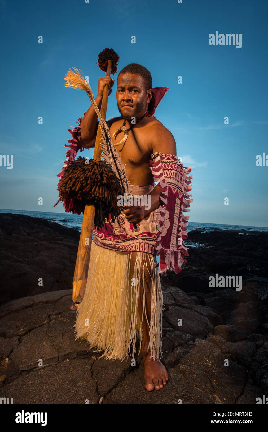 Isola brezza guerriero Fijiano Foto Stock