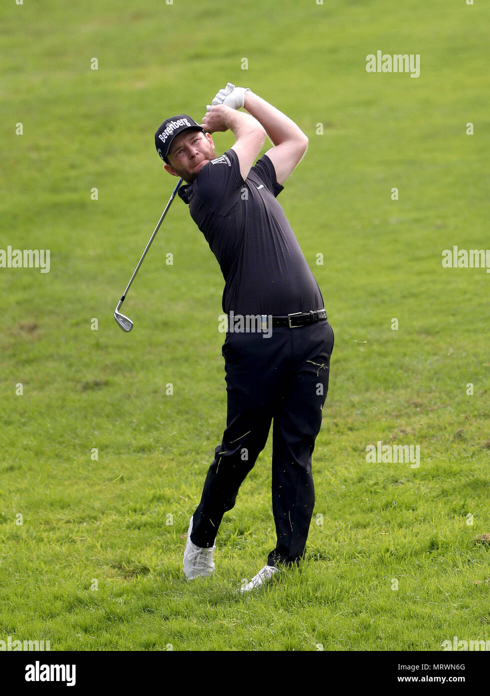 Sud Africa Branden Grazia in azione durante il giorno quattro del 2018 BMW PGA Championship di Wentworth Golf Club, Surrey. Foto Stock