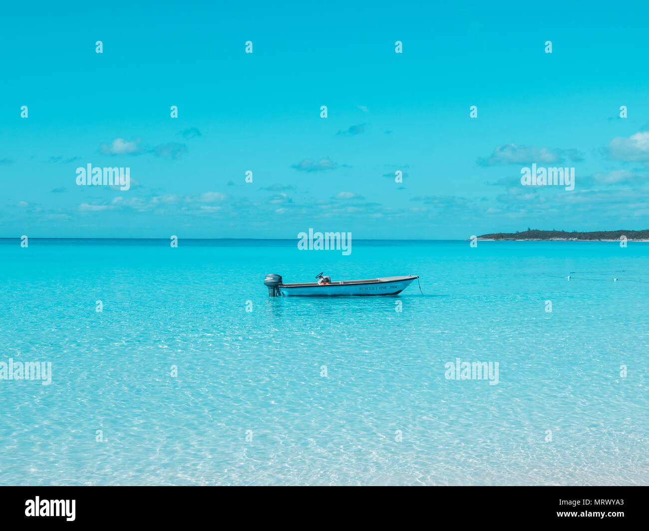 Piccola isola di San Salvador Bahamas Beach. Paradise Foto Stock