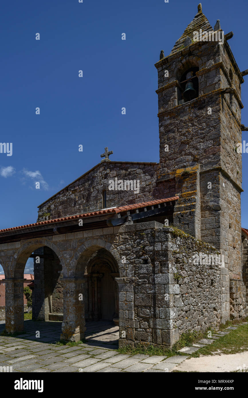 Chiesa di Santa Maria, Fisterra, Capo Finisterre, provincia di La Coruna regione, la Galizia, Spagna Foto Stock