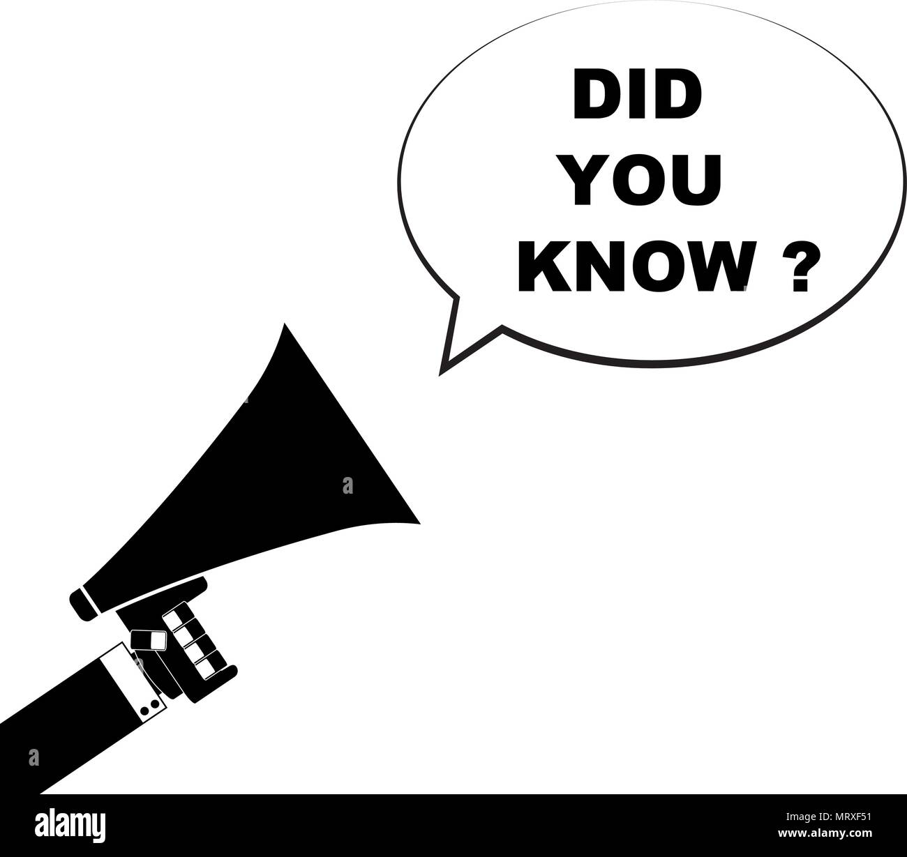 Lo sapevi che domanda il vettore banner. Illustrazione di idea con megafono dire discorso bolla Illustrazione Vettoriale