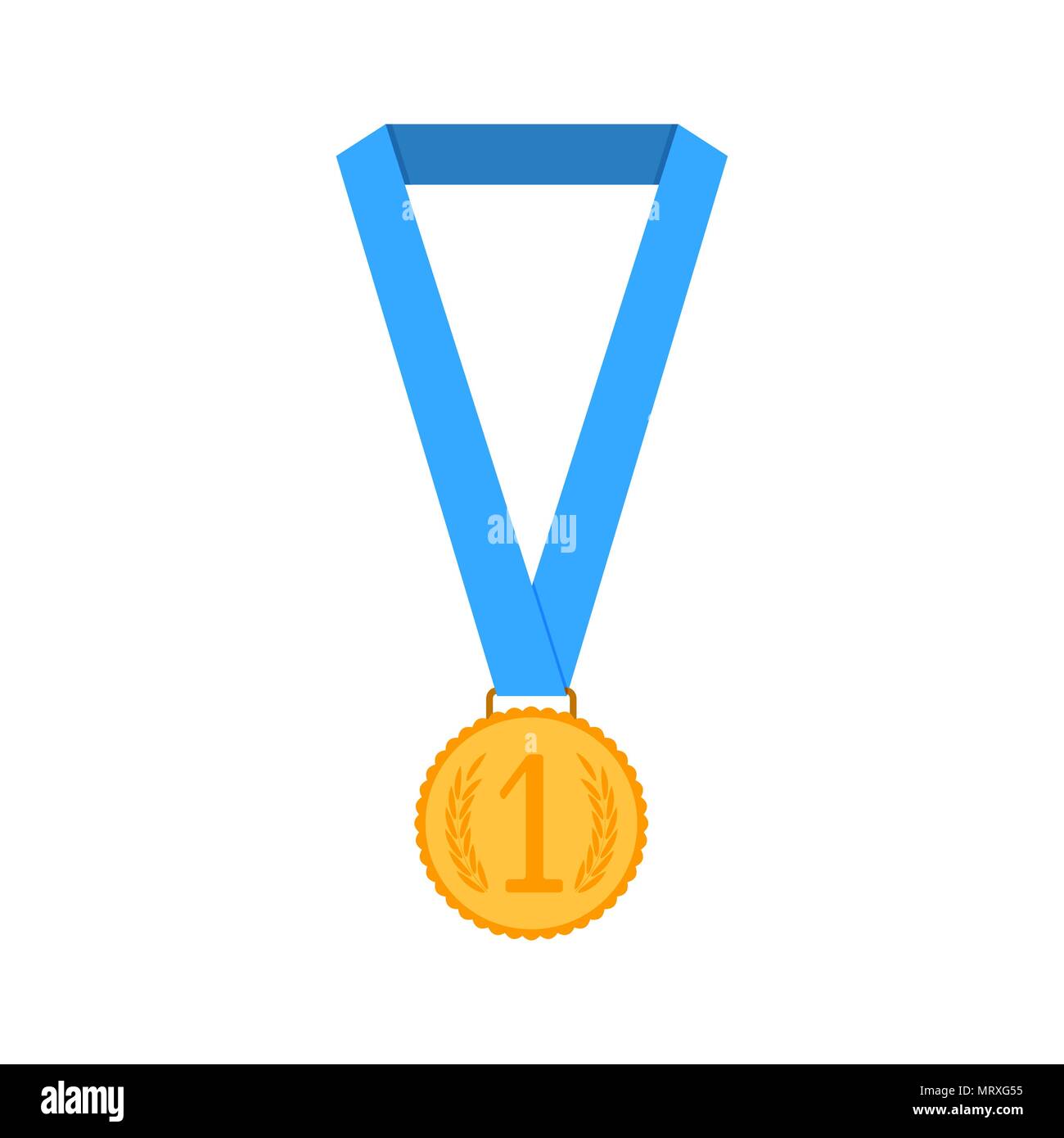 Medaglia d' oro con nastro isolato. Nastro di premio, il premio Golden, campione del medaglione, illustrazione vettoriale Illustrazione Vettoriale