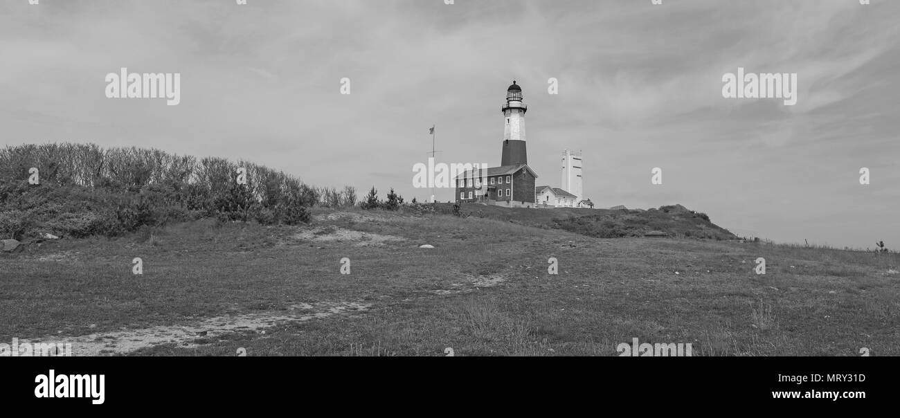 Scena costiere con il faro di Montauk nel Long Island New York Foto Stock