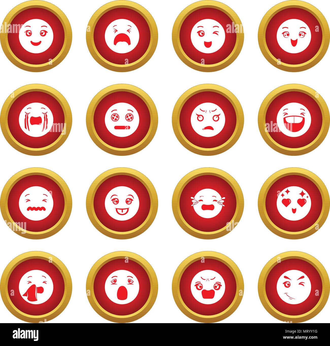 Sorrisi set di icone, stile semplice Illustrazione Vettoriale