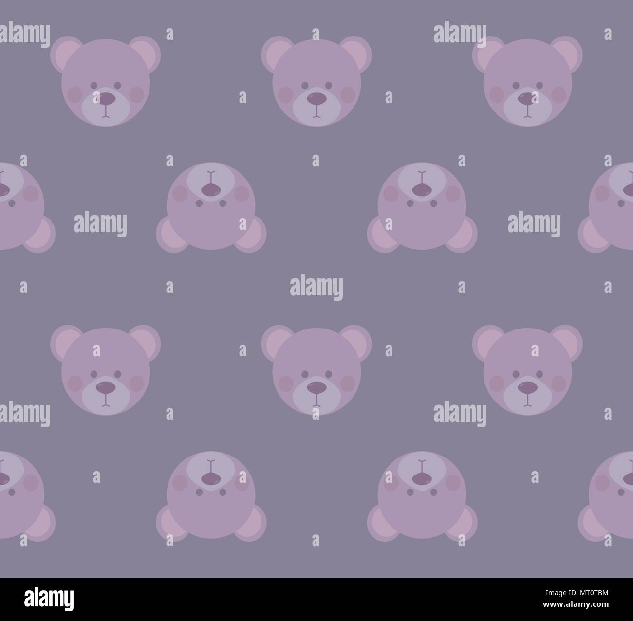 Simpatici orsetti capi - seamless pattern design texture per bambino su temi del pastello lilla sfondo immagine vettoriale Illustrazione Vettoriale