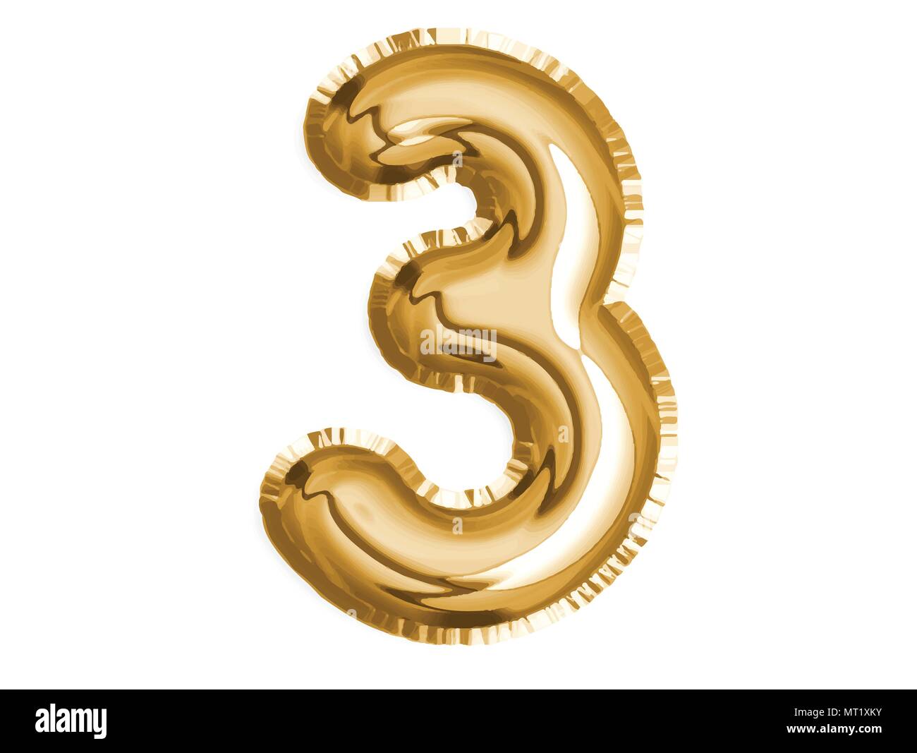 Il numero aureo tre pallone aerostatico per baby doccia celebrare la festa di decorazione Illustrazione Vettoriale