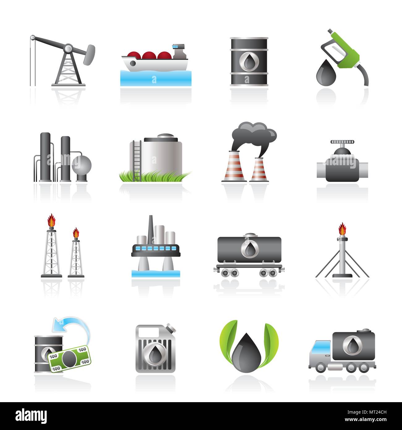 La benzina e industria petrolifera icone - vettore icona impostare Illustrazione Vettoriale