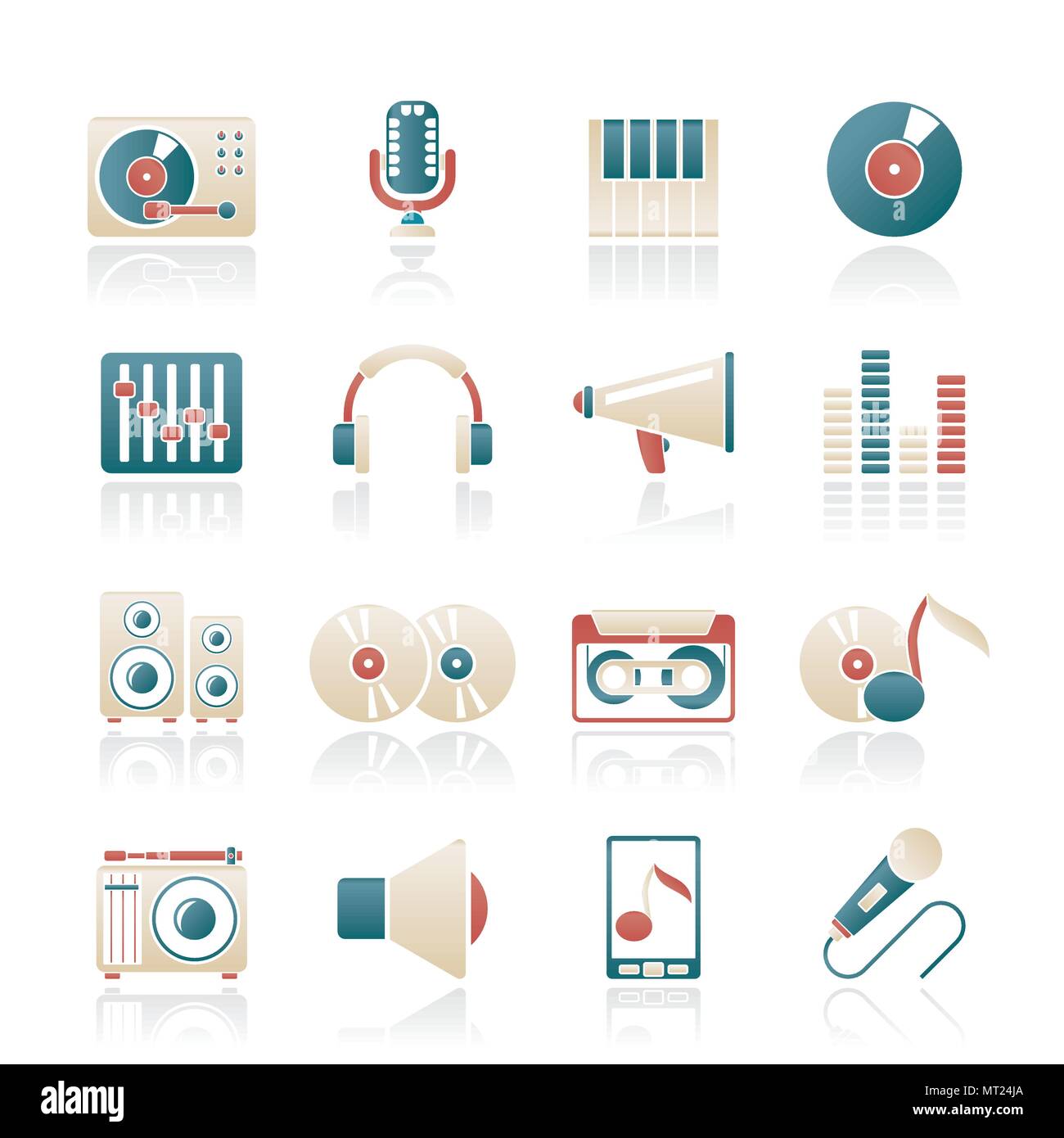 La musica e le attrezzature audio icone - icona vettore setertainment Illustrazione Vettoriale