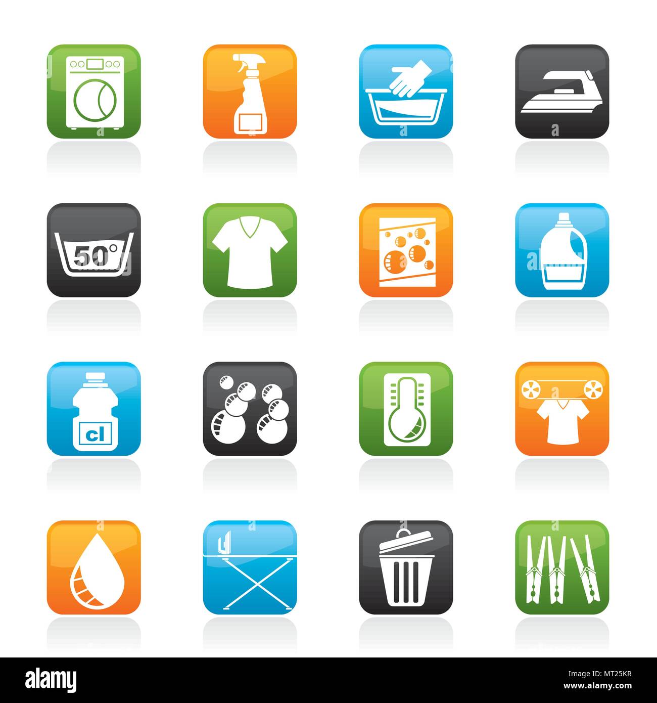 Macchina di lavaggio e di servizio lavanderia icone - vettore icona impostare Illustrazione Vettoriale