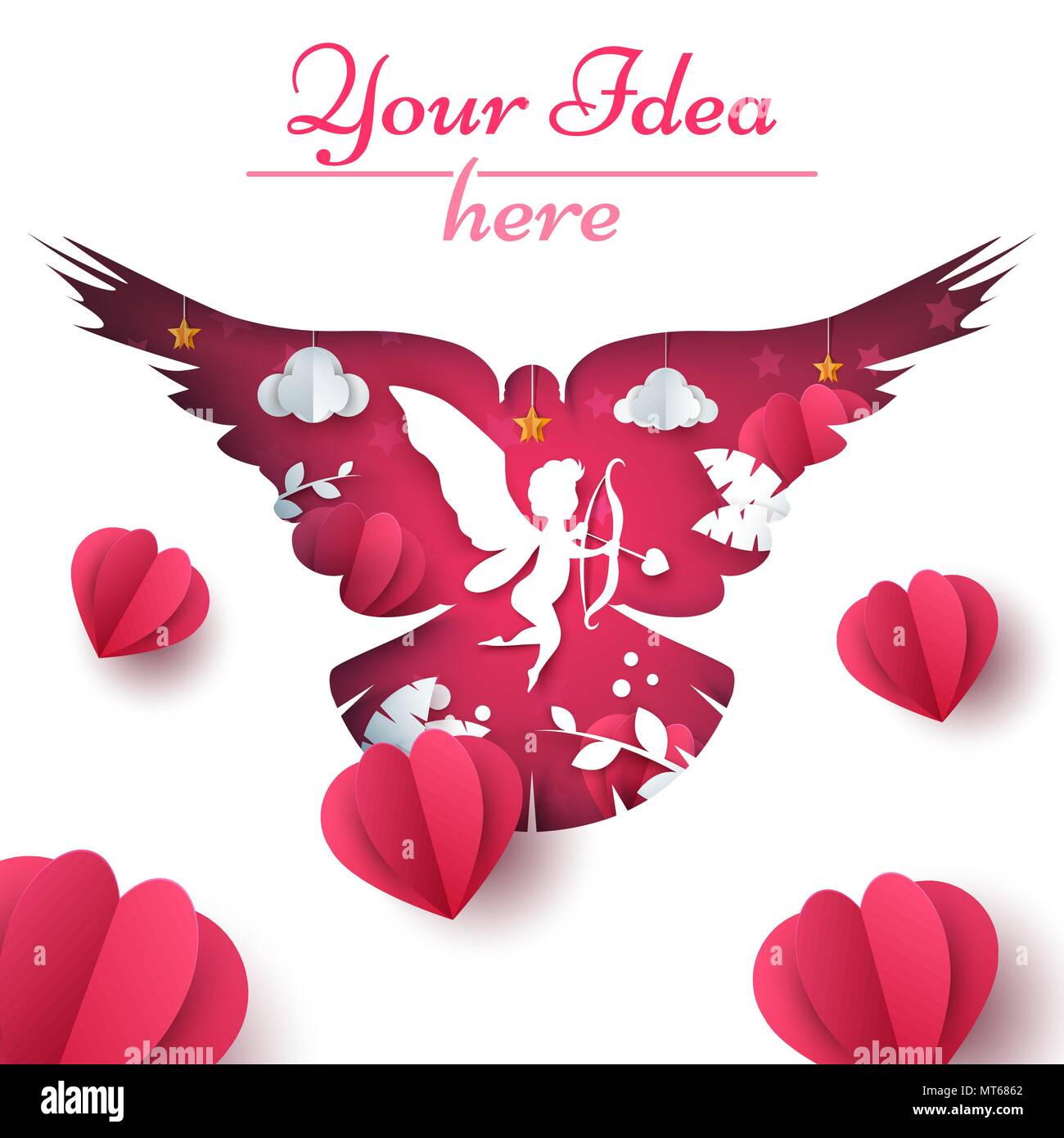 Cupido, Colomba, cuore, amore illustrazione Illustrazione Vettoriale