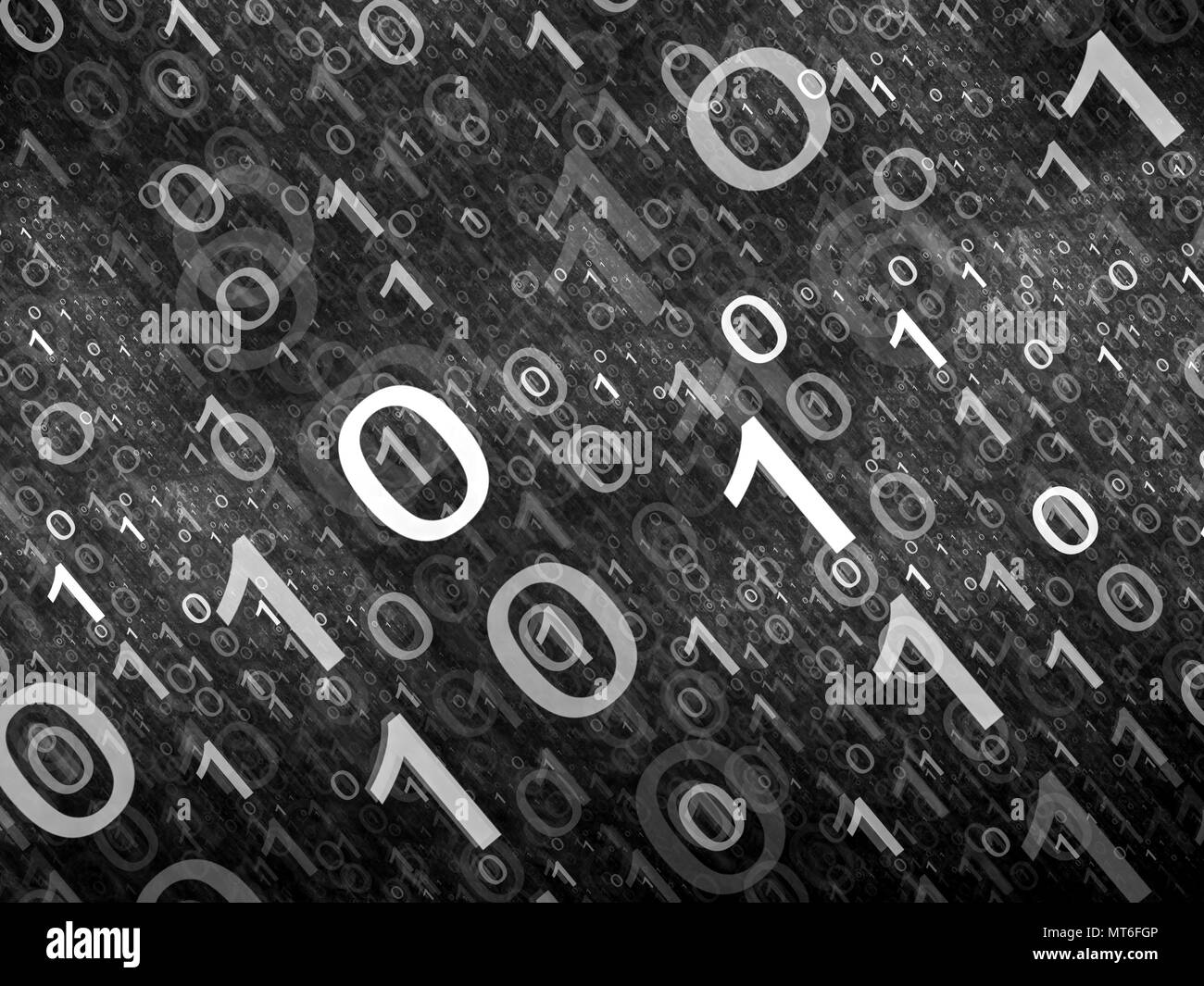 Codice binario mappa di intensità, generato dal computer sfondo astratta in bianco e nero, rendering 3D Foto Stock