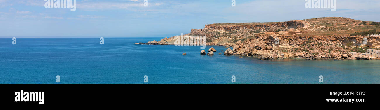 Ampio panorama di Ghajn Tuffieha, Malta, UE Foto Stock