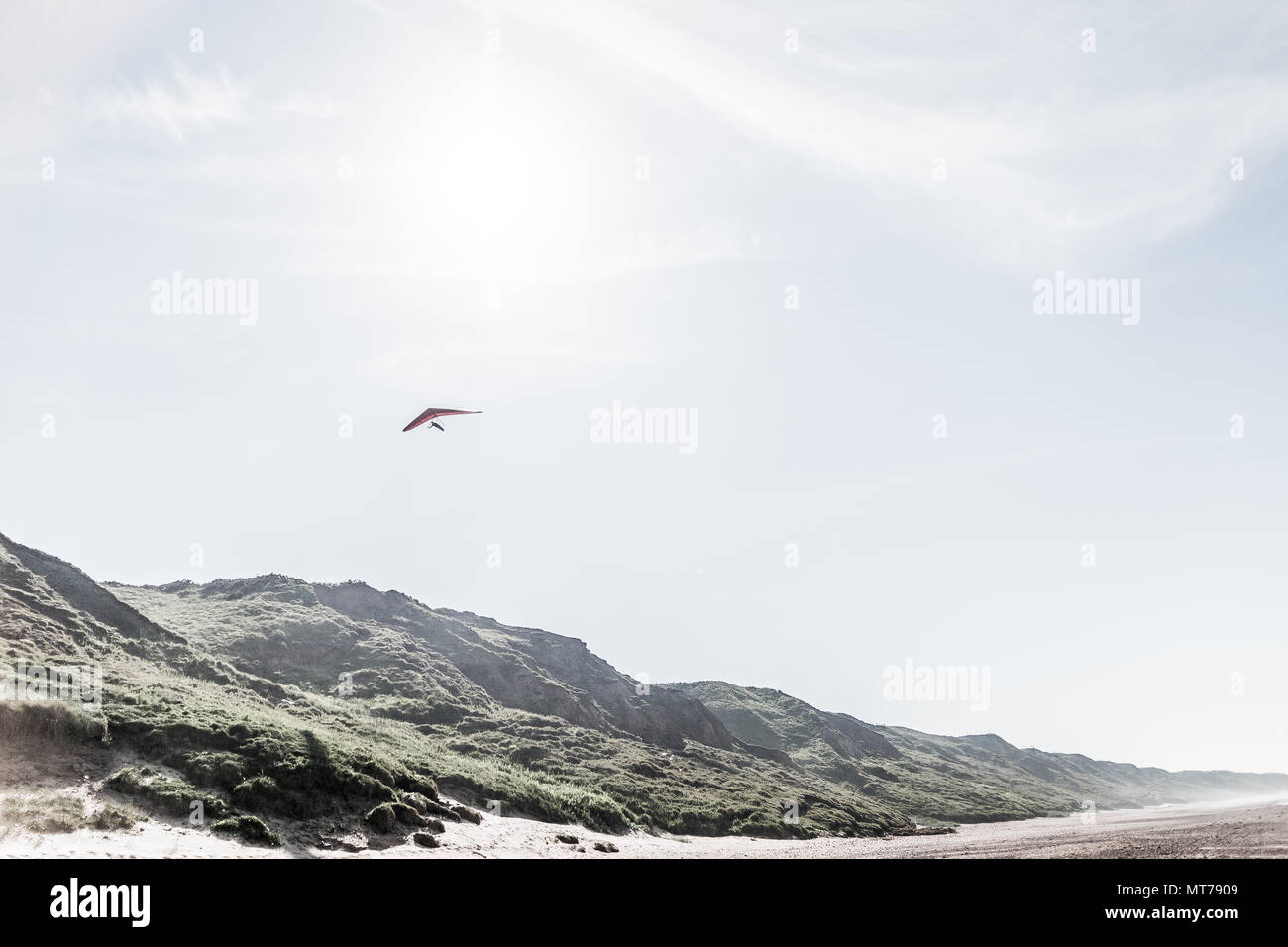 Il deltaplano sulla spiaggia Foto Stock