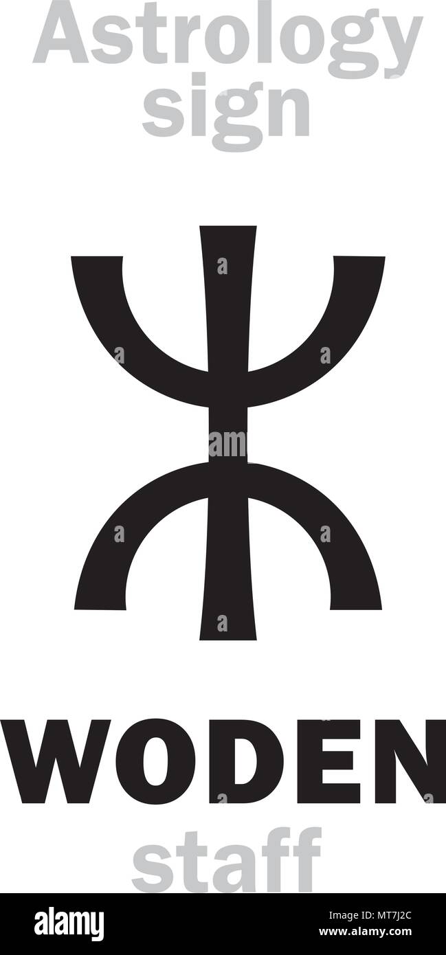 Alfabeto astrologia: WODEN il personale (Odin/Woden/Wotan). Caratteri geroglifici segno (simbolo unico). Illustrazione Vettoriale