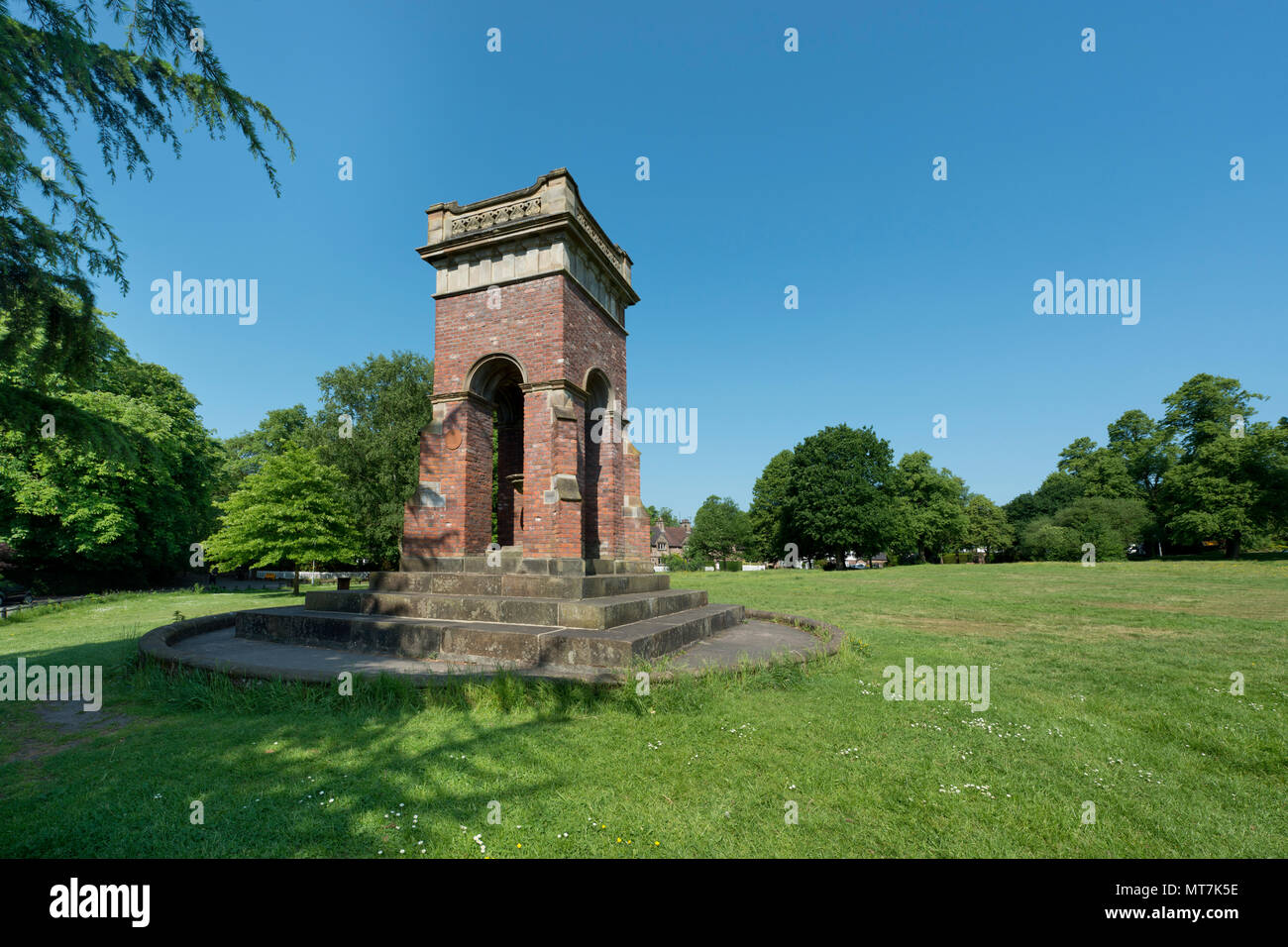 Il Grade ii Listed è un monumento in onore di Francis Egerton, 3° duca di Bridgewater situato nel verde di Worsley, Salford, Greater Manchester, UK. Foto Stock