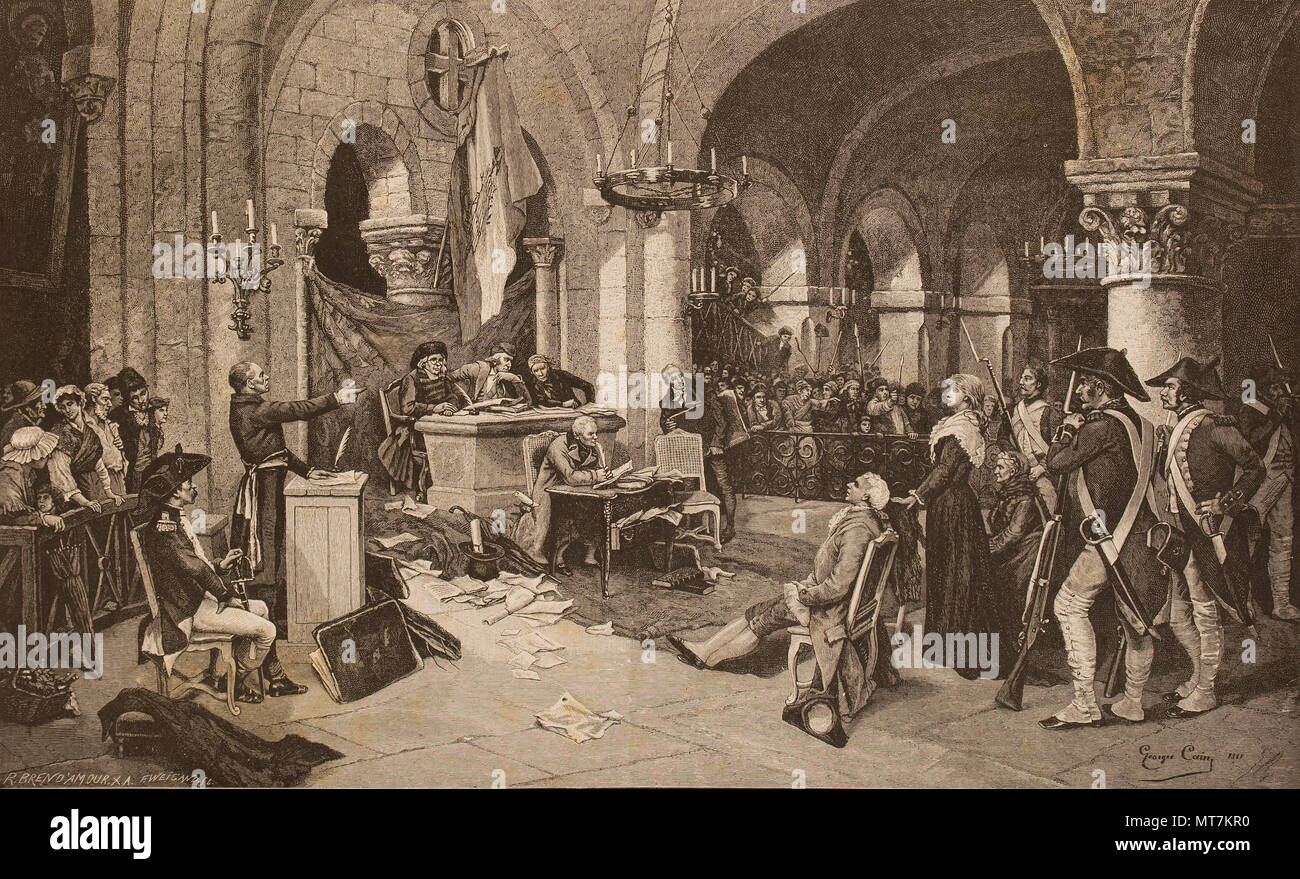 Georges-Jules-Auguste Caino(1856-1919) copia fotografica di un incisione del tribunale delle Nazioni Unite sous la terreur (1793) Foto Stock