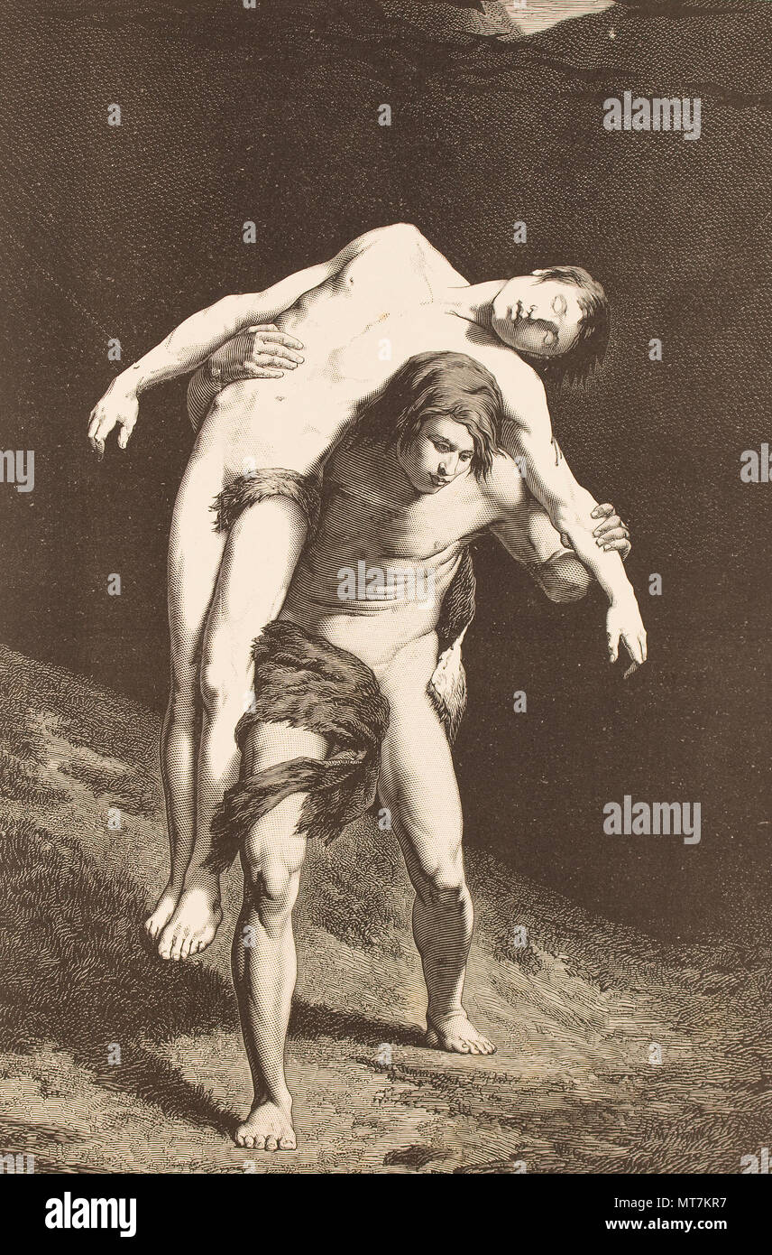 Alexandre Falguiere (1831-1900) la copia fotografica di incisione di canna da zucchero e Abel Foto Stock