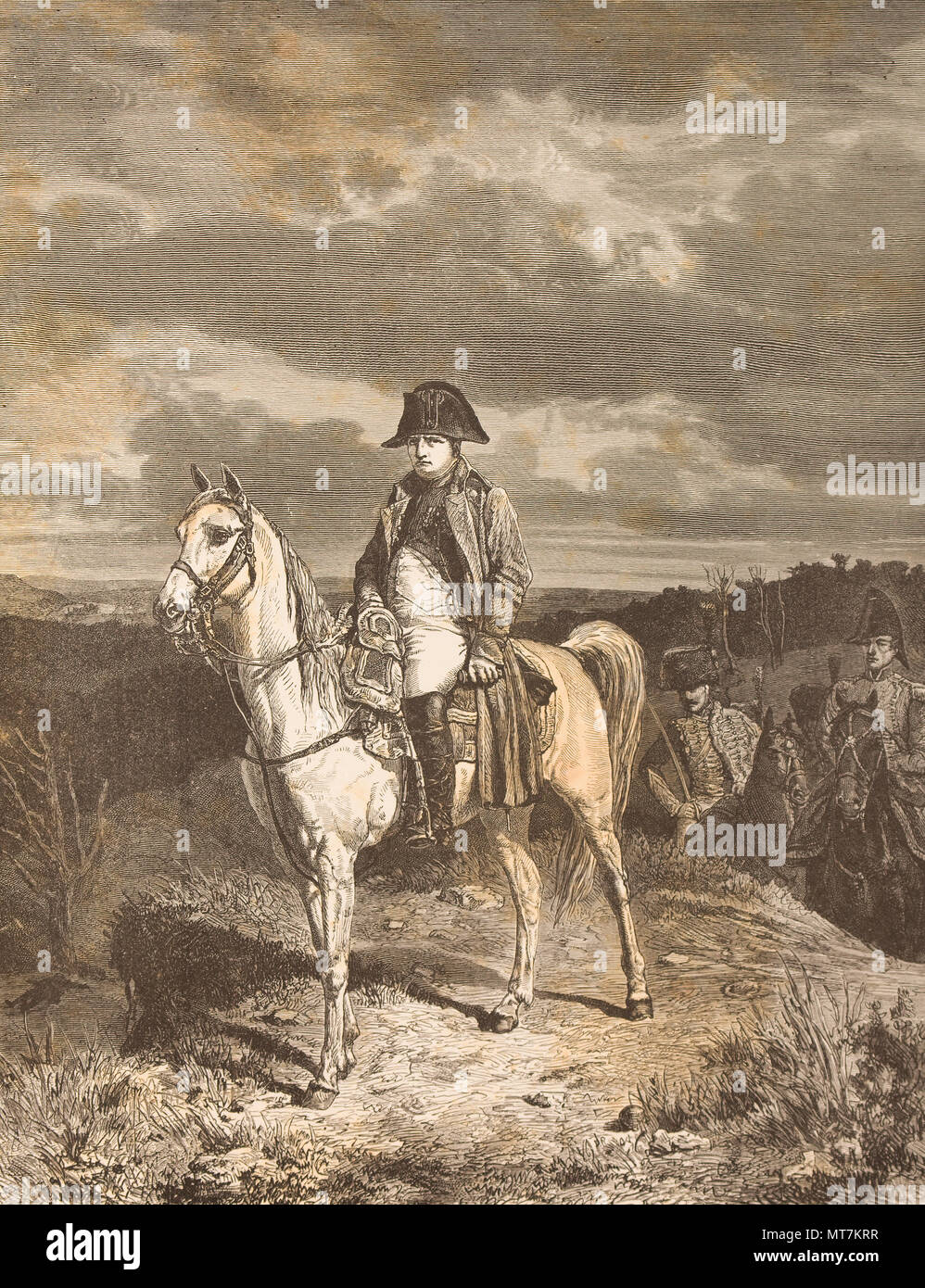 Jean Louis Ernest Meissonier (1815-1891) la copia fotografica di un incisione di Napolean1 a cavallo (1814) Foto Stock