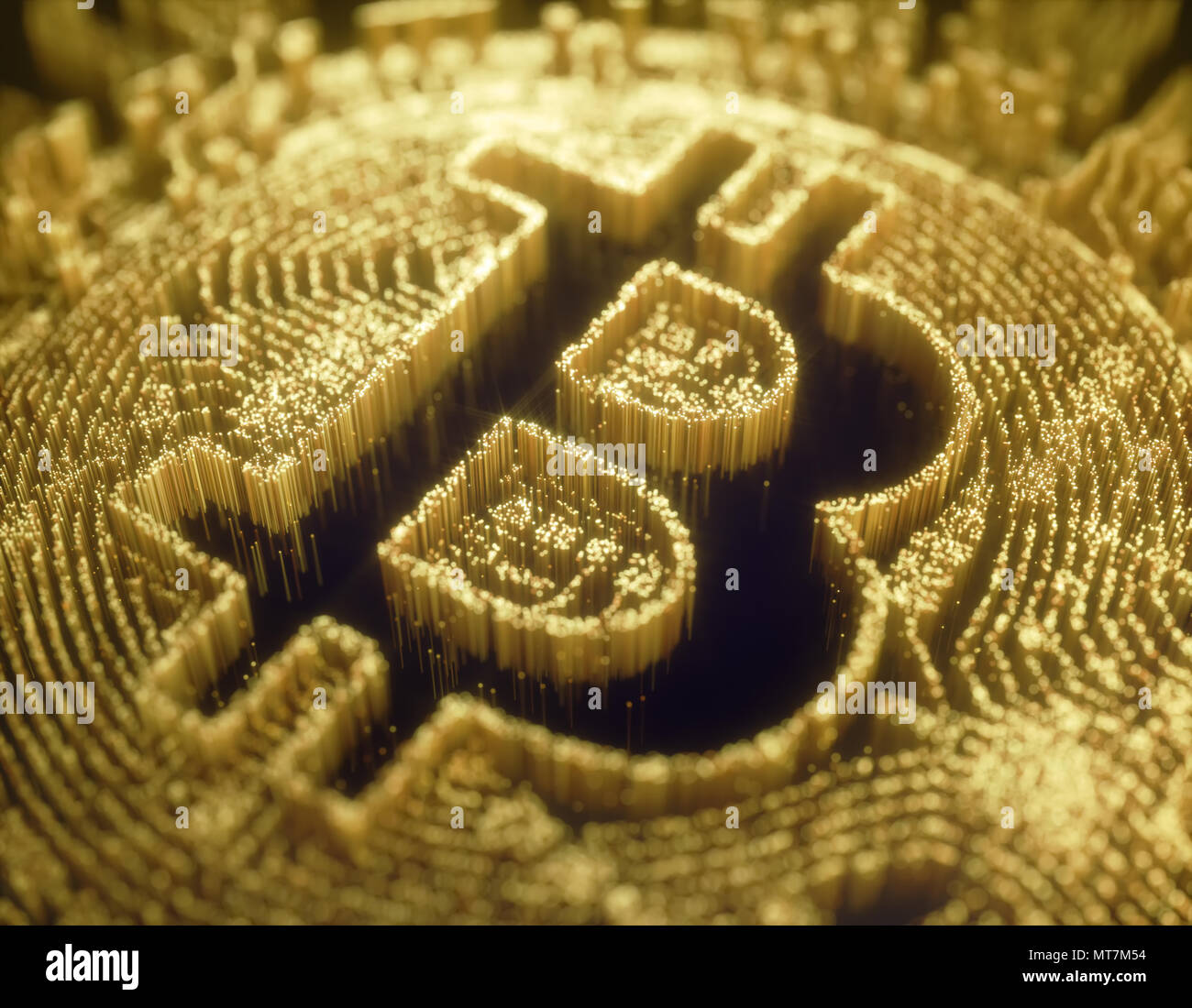 3D'illustrazione. Cryptocurrency bitcoin business. Cryptocurrency denaro digitale. Rete commerciale globale del mercato moderno, cambio valuta peer-to-peer. Foto Stock