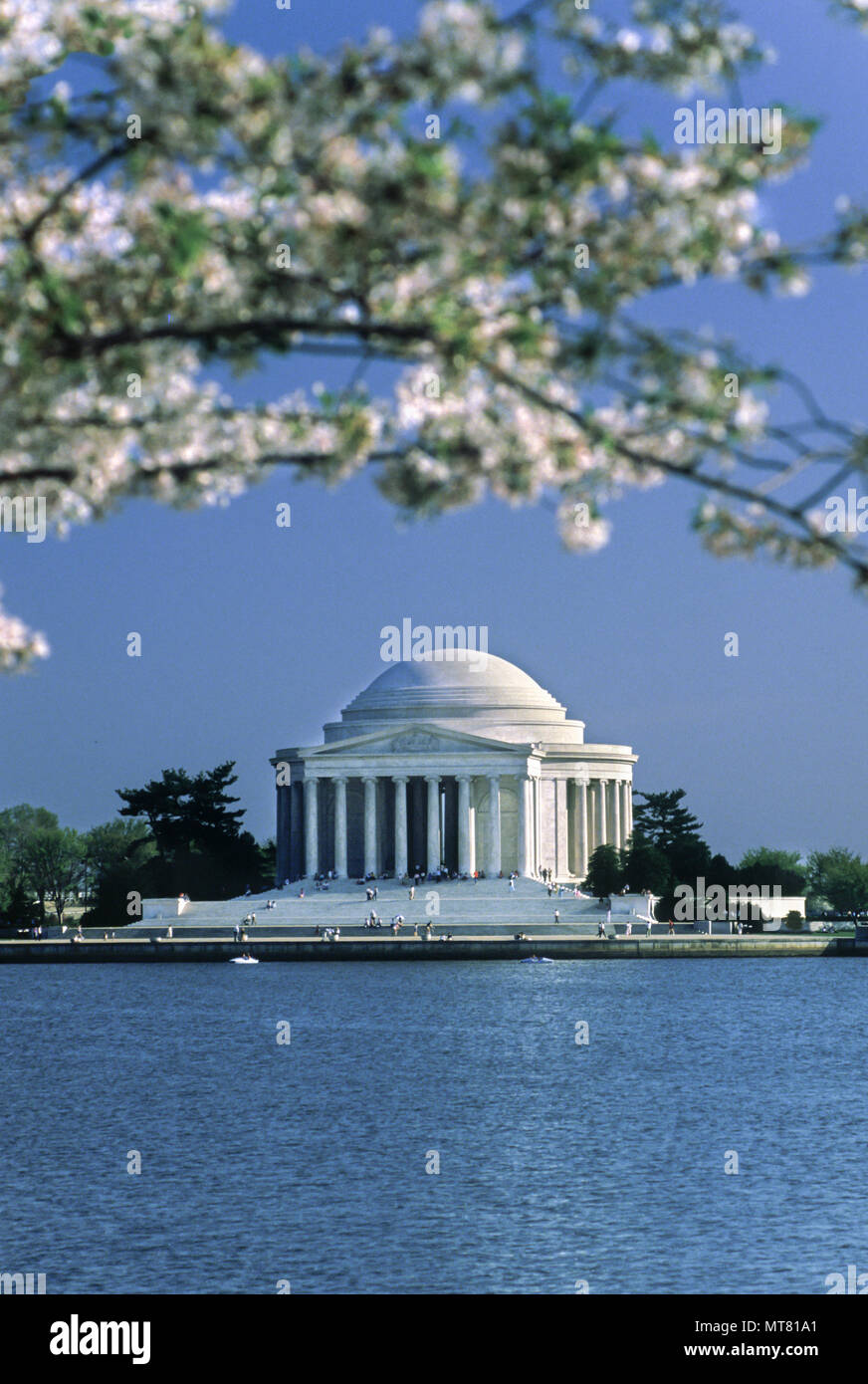 1988 Primavera storico Cherry Blossom Festival Jefferson Memorial Tidal Basin WASHINGTON DC USA Foto Stock