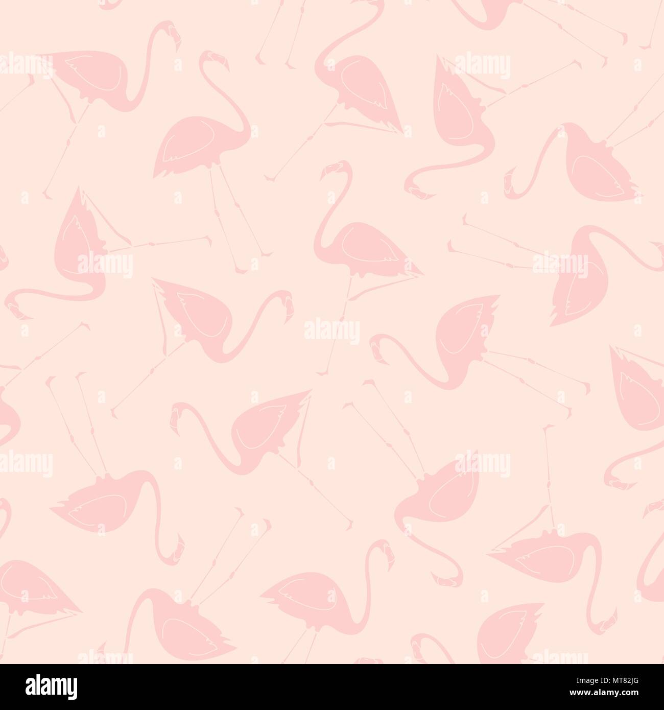 Silhouette di fenicotteri rosa casuale pastello su sfondo rosa. Seamless pattern design dello sfondo per la stagione estiva nella illustrazione vettoriale. Illustrazione Vettoriale
