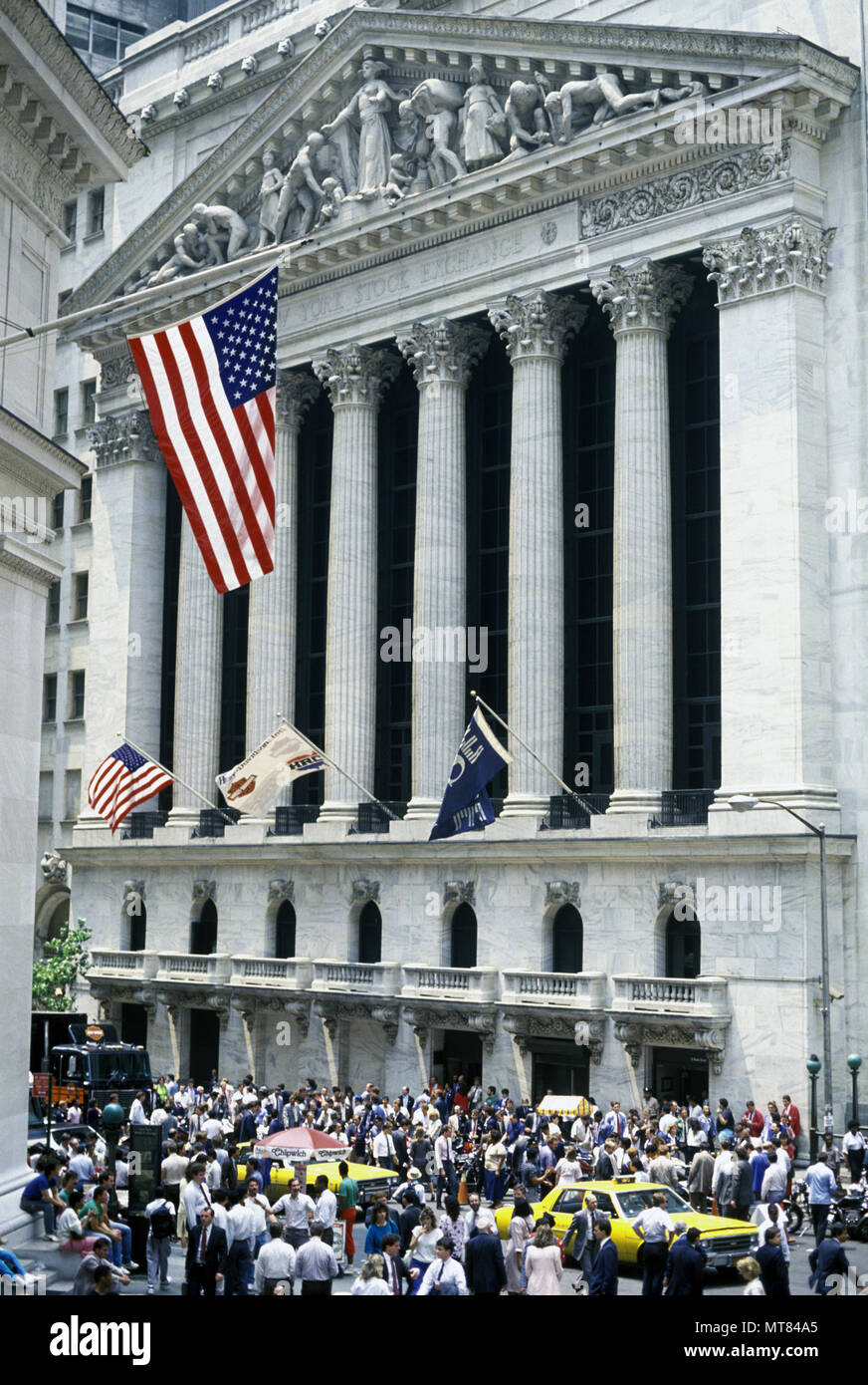 1988 NYSE storico edificio dello Stock Exchange BROAD STREET MANHATTAN NEW YORK CITY USA Foto Stock