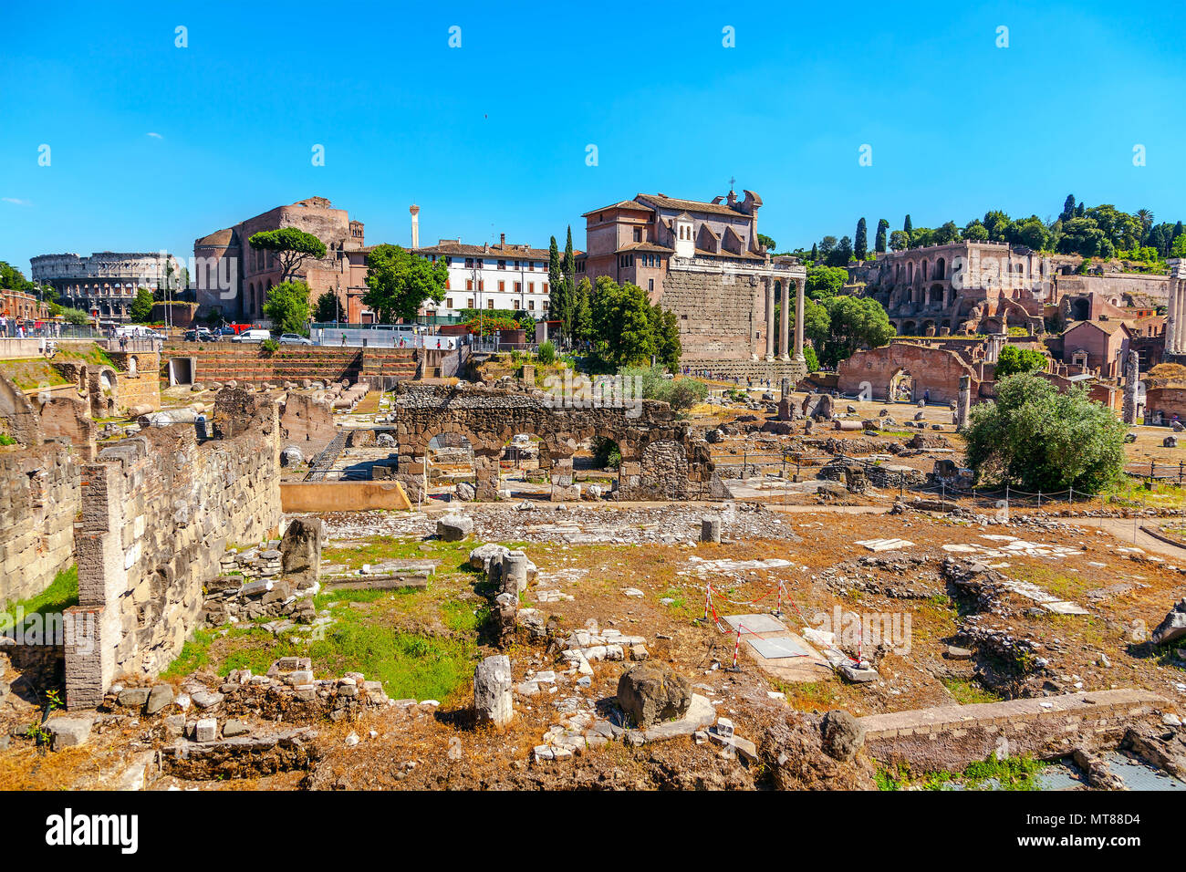 Le rovine del Foro Romano a Roma Foto Stock