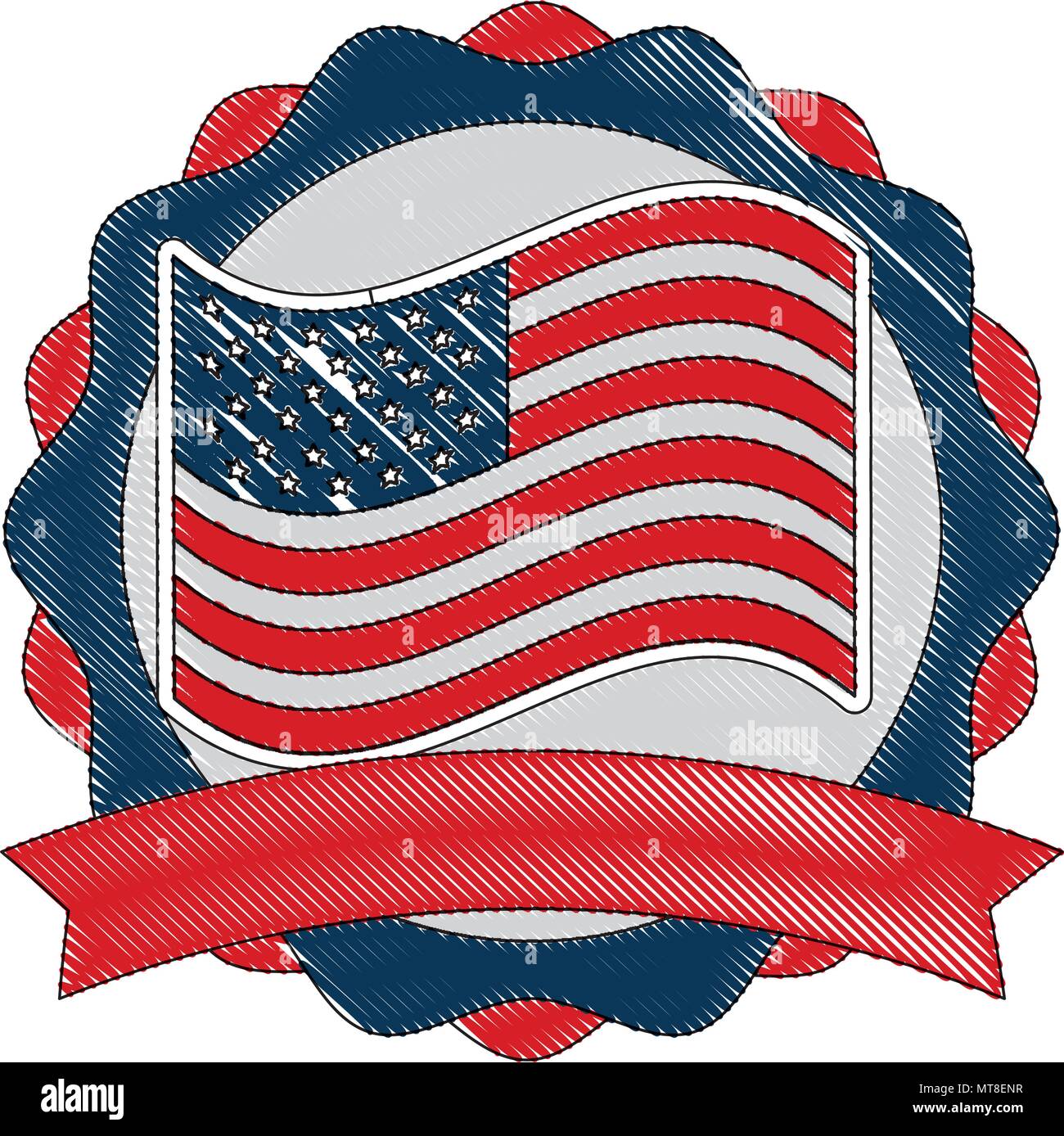 Stati Uniti d'America emblema con nastro Illustrazione Vettoriale