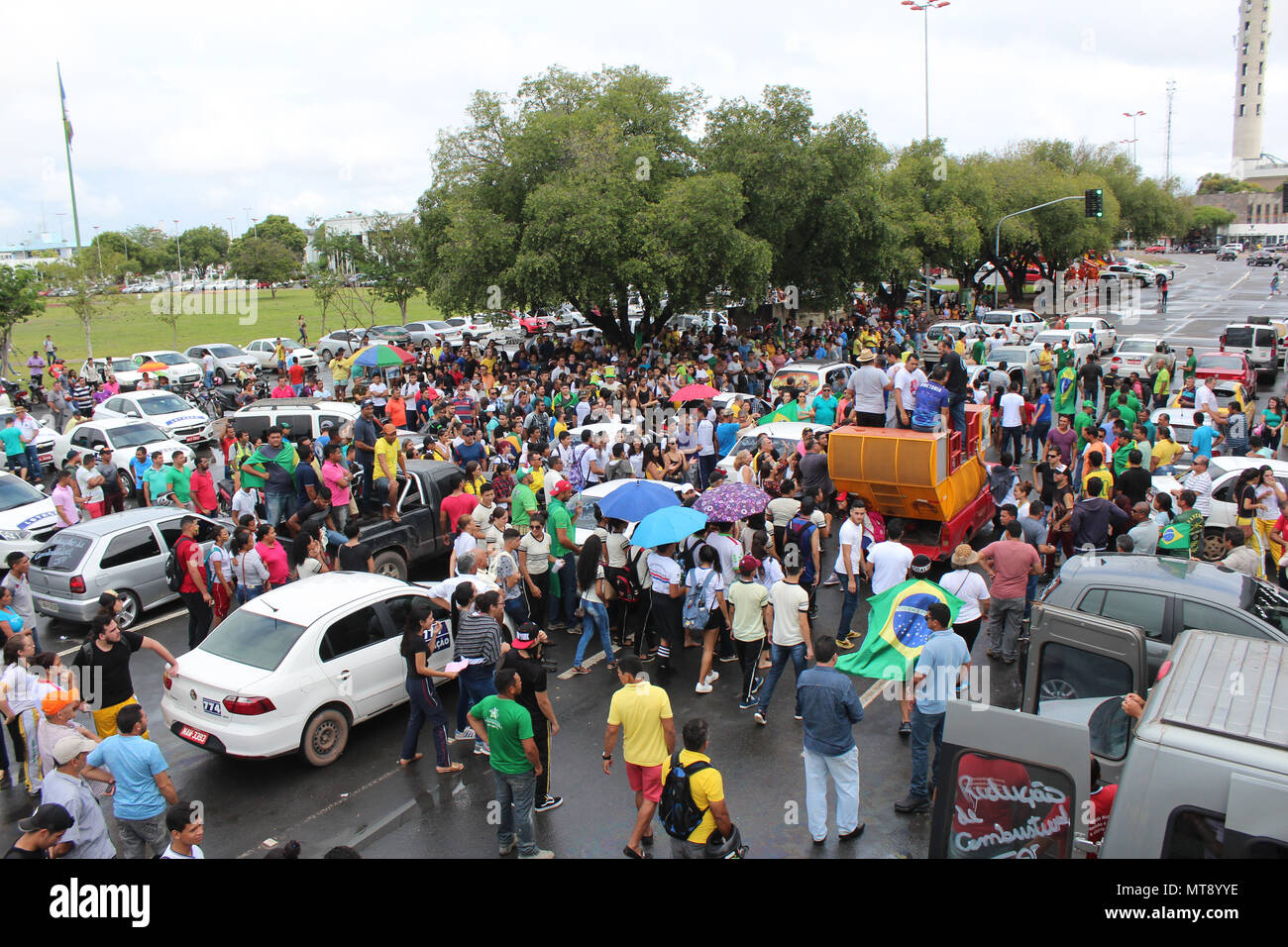 Il Boa Vista, RR - 28.05.2018: protesta A SOSTEGNO DI RR TRUCKERS - Dimostrazione di questo lunedì (28) a Boa Vista, Roraima, a sostegno dei camionisti. (Foto: Fabio Gonçalves/Fotoarena) Foto Stock