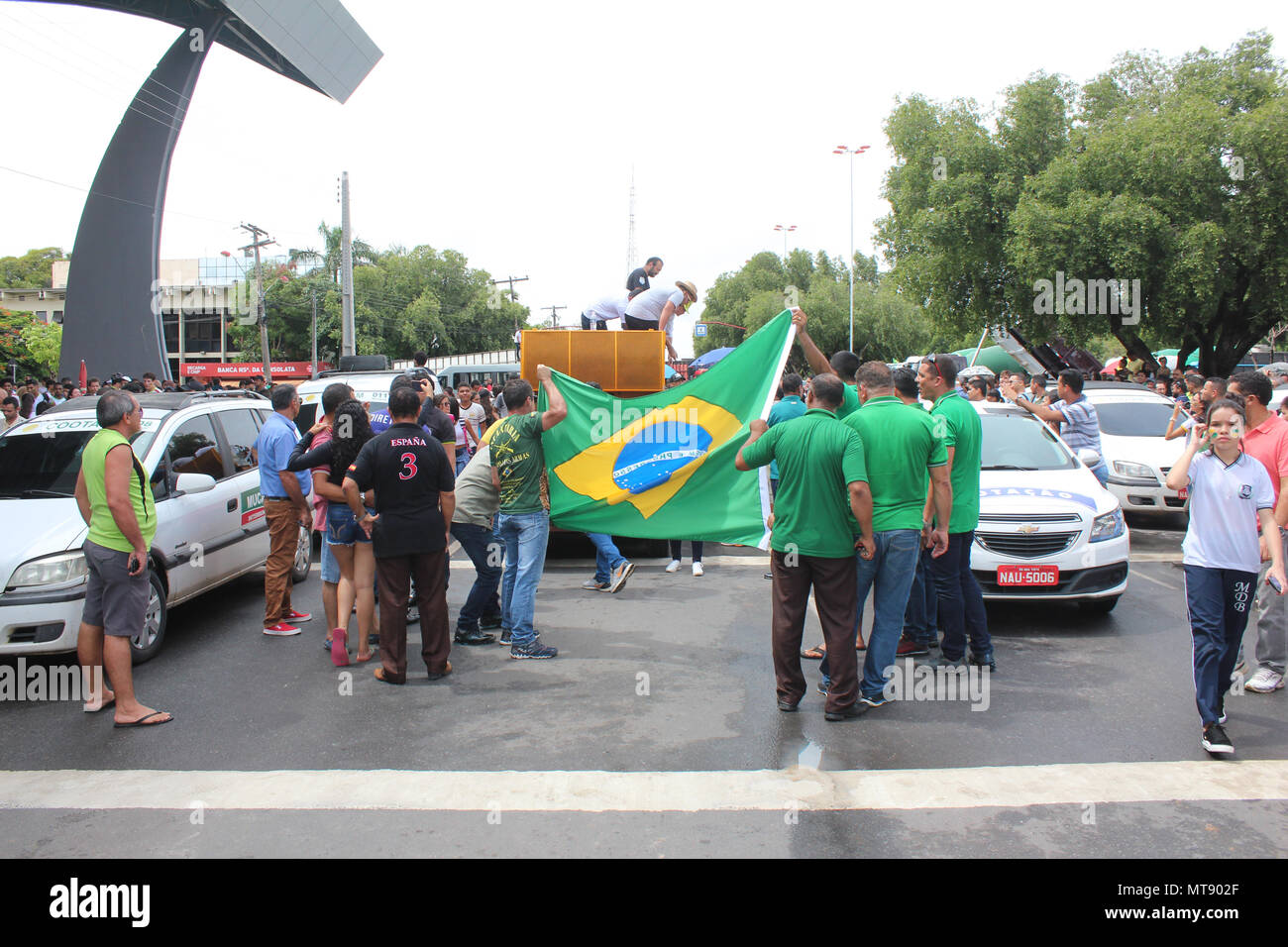 Il Boa Vista, RR - 28.05.2018: protesta A SOSTEGNO DI RR TRUCKERS - Dimostrazione di questo lunedì (28) a Boa Vista, Roraima, a sostegno dei camionisti. (Foto: Fabio Gonçalves/Fotoarena) Foto Stock