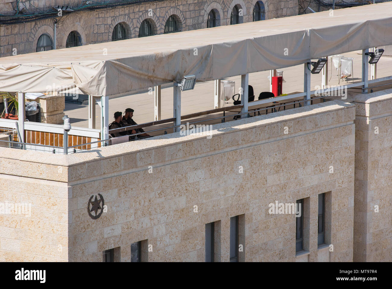 Gerusalemme, Israele - 15 Maggio 2018: polizia israeliana di pattugliamento delle truppe a Gerusalemme durante la giornata la Nakba. In Gerusalemme la polizia si scontra spesso con Palestini Foto Stock