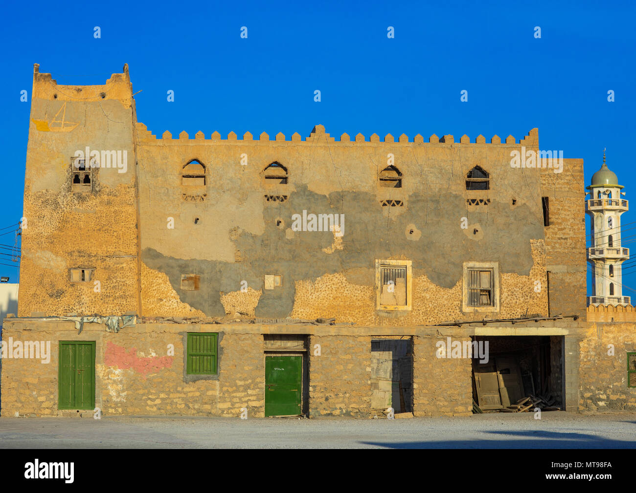 Vecchia casa, Dhofar Governatorato, Mirbat, Oman Foto Stock