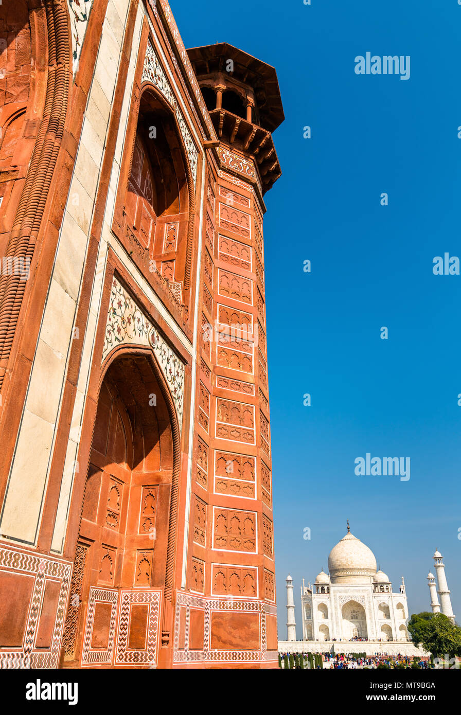 Ho Darwaza Rauza, la Grande Porta del Taj Mahal - Agra, India Foto Stock