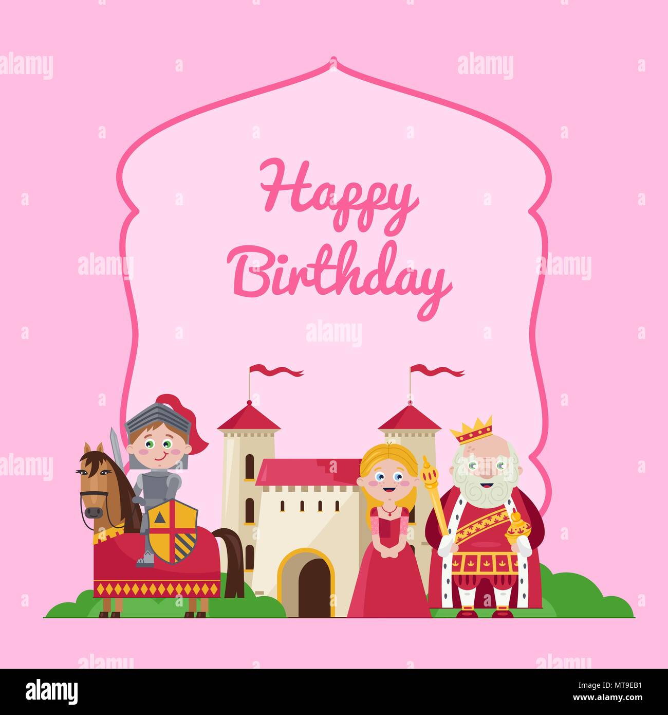 Buon Compleanno Bambini Cartolina Con La Principessa Immagine E Vettoriale Alamy