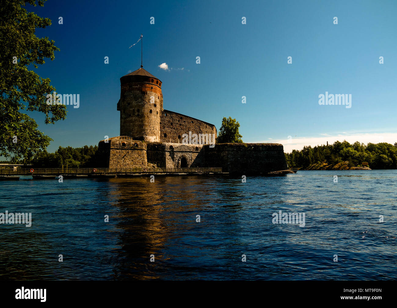 Vista di Olavinlinna castello di Savonlinna, Finlandia Foto Stock